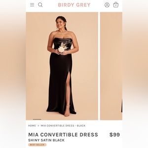 MIA CONVERTIBLE DRESS SHINY SATIN BLACK - NEVER WORN